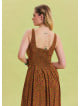 Thick Straped Buttoned Green Floral Dress 4541
